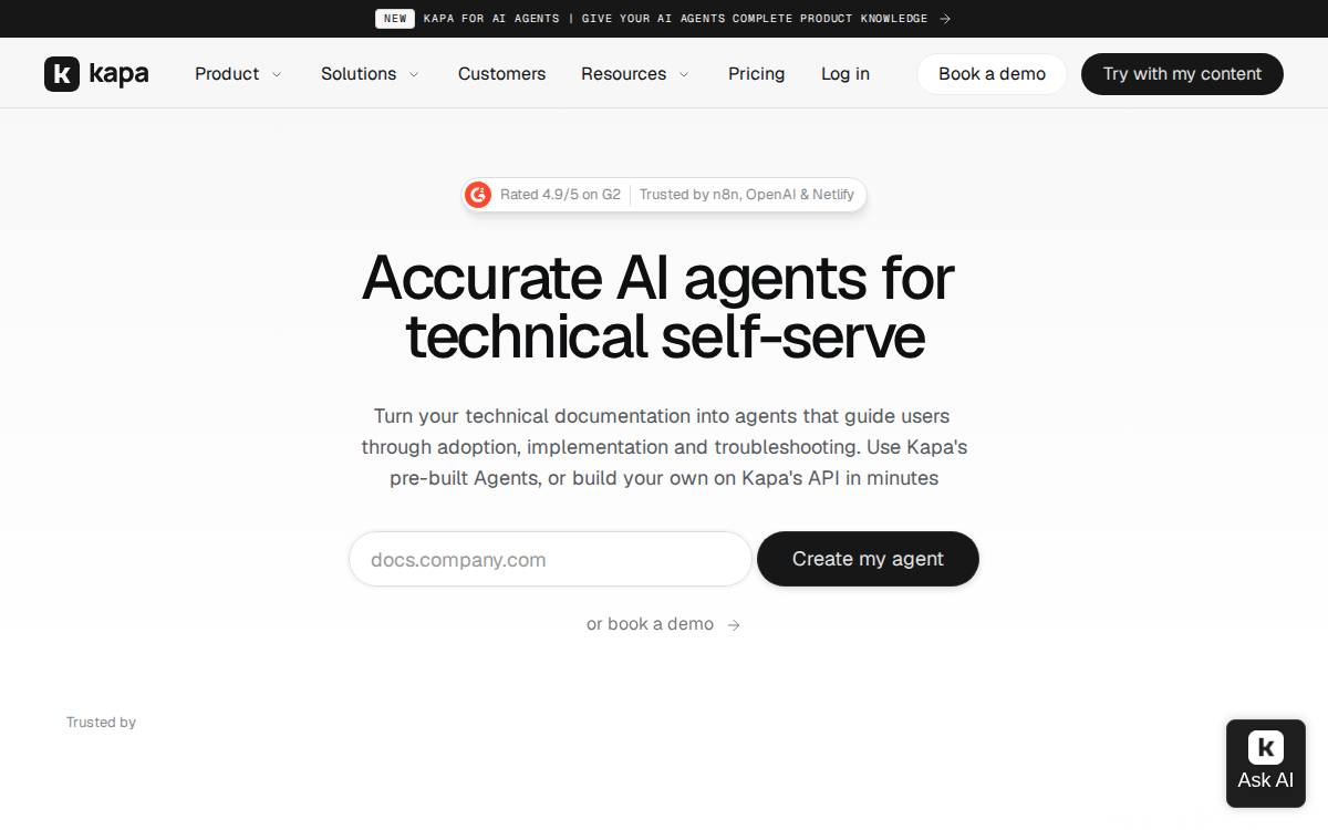 kapa.ai website preview