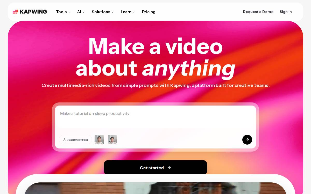 Kapwing website preview