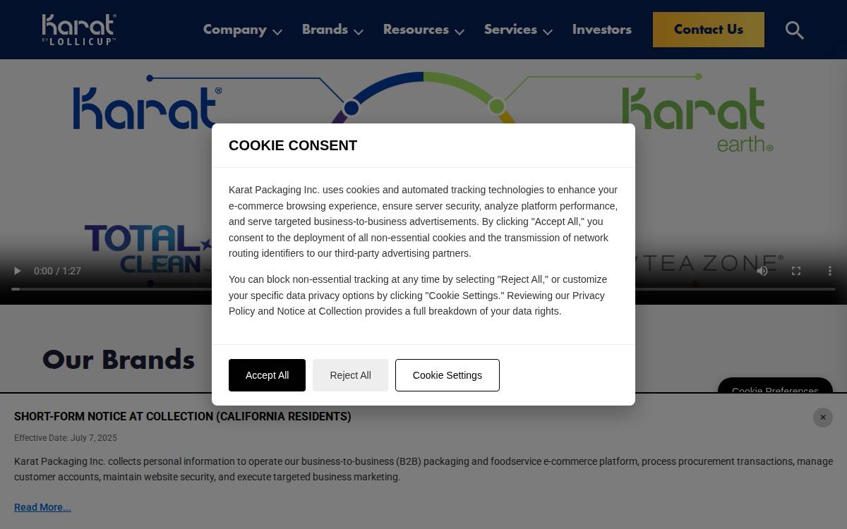 Karat Packaging website preview