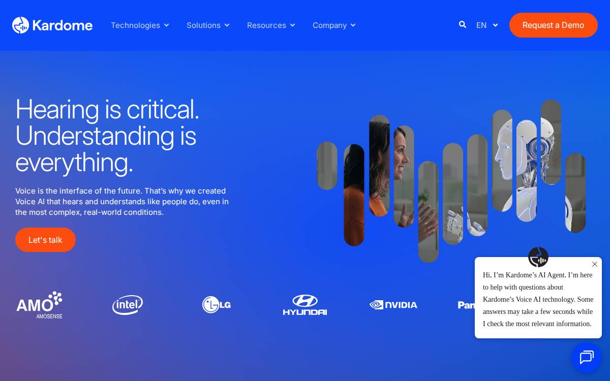 Kardome Technology website preview