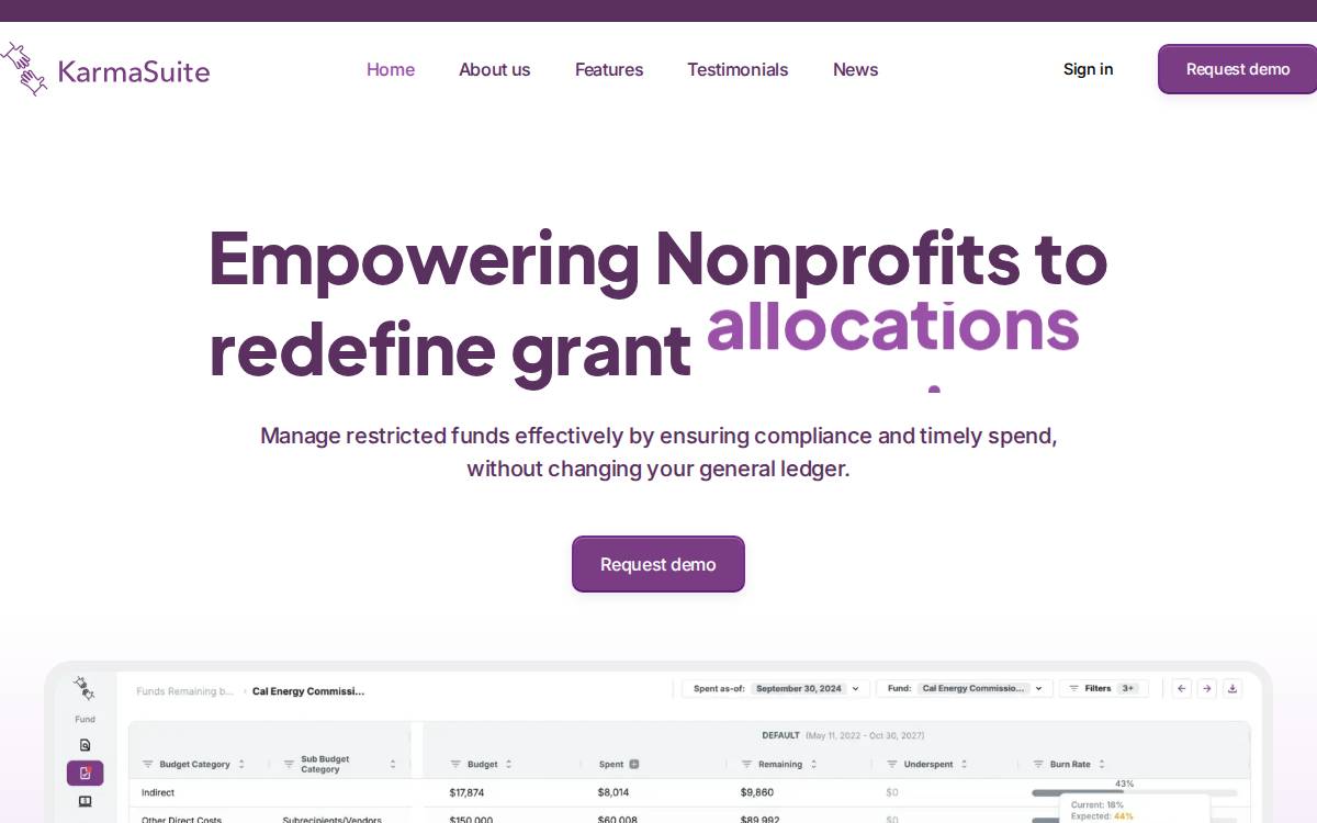 KarmaSuite website preview