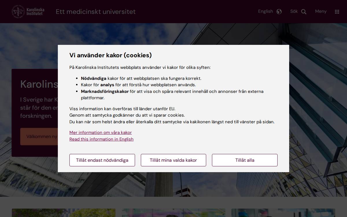 Karolinska Institutet website preview