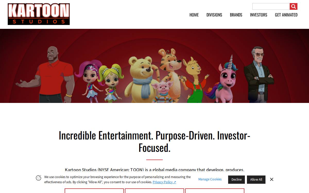 Kartoon Studios website preview