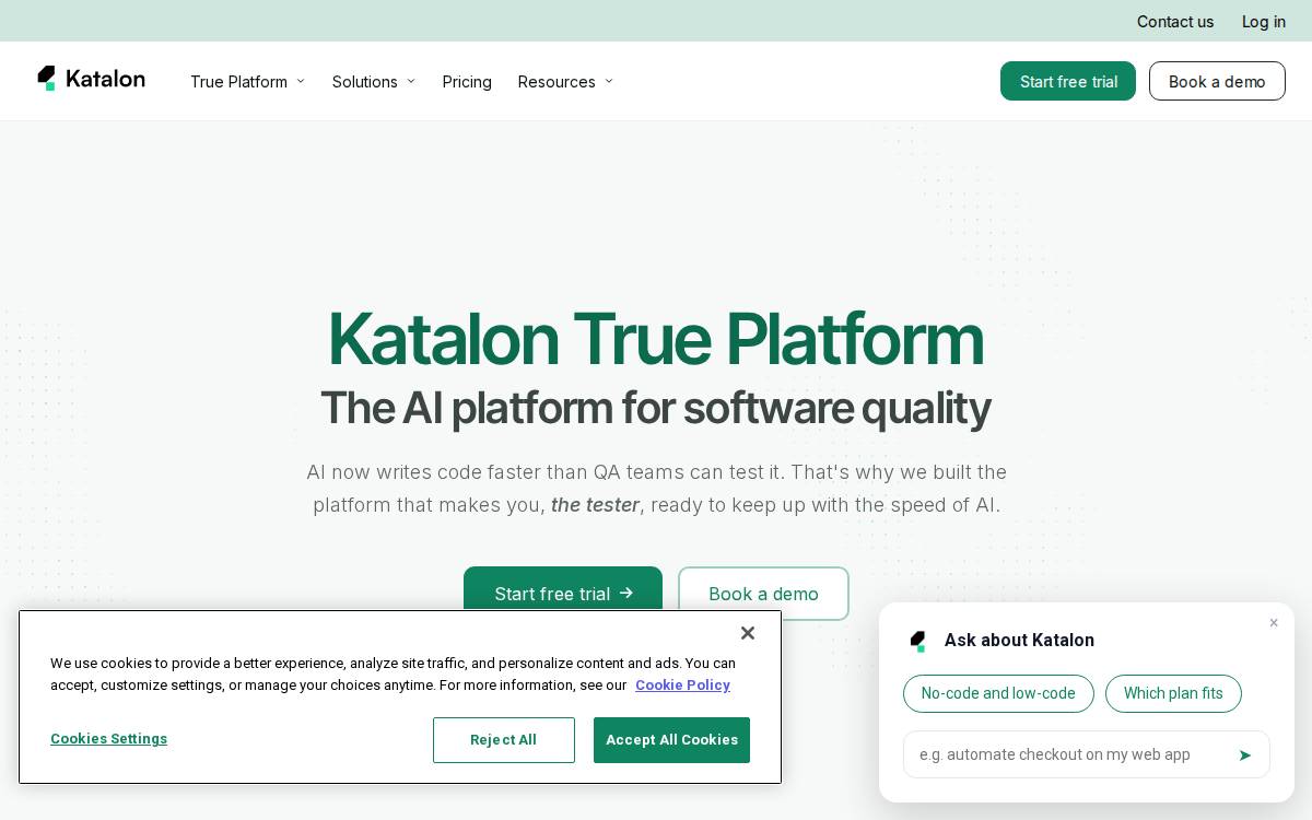 Katalon website preview