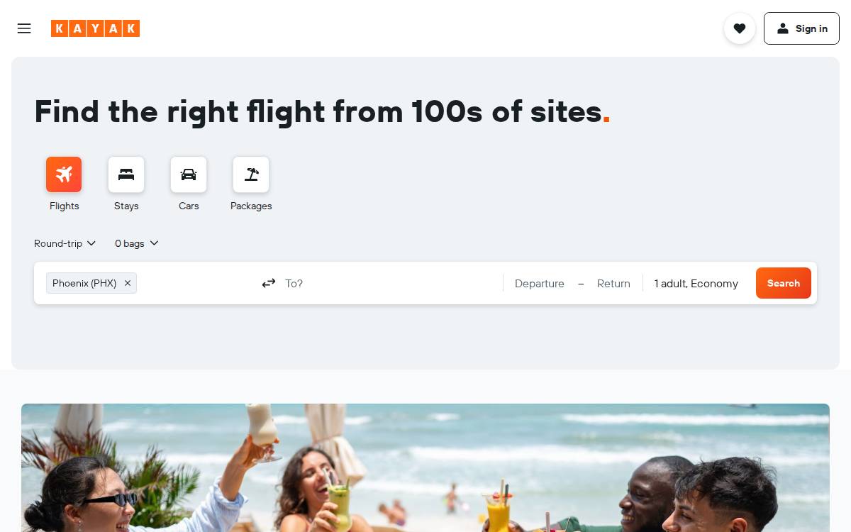 Kayak Software Corporation website preview