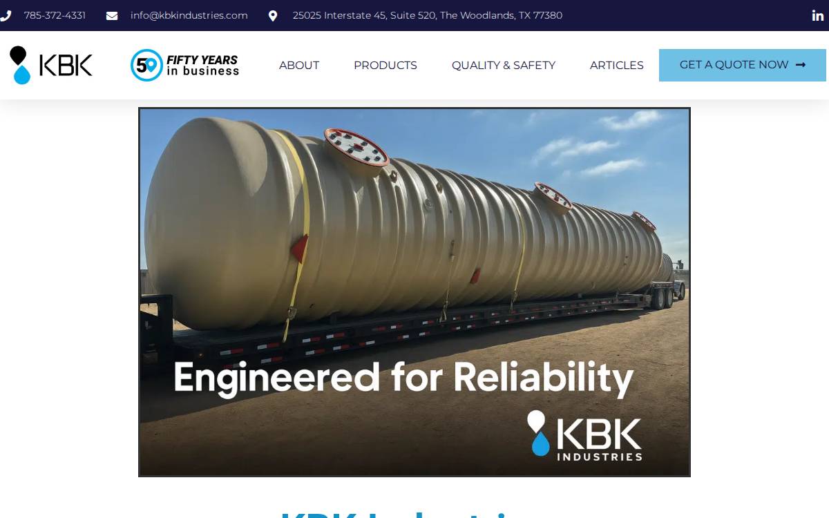 KBK Industries website preview