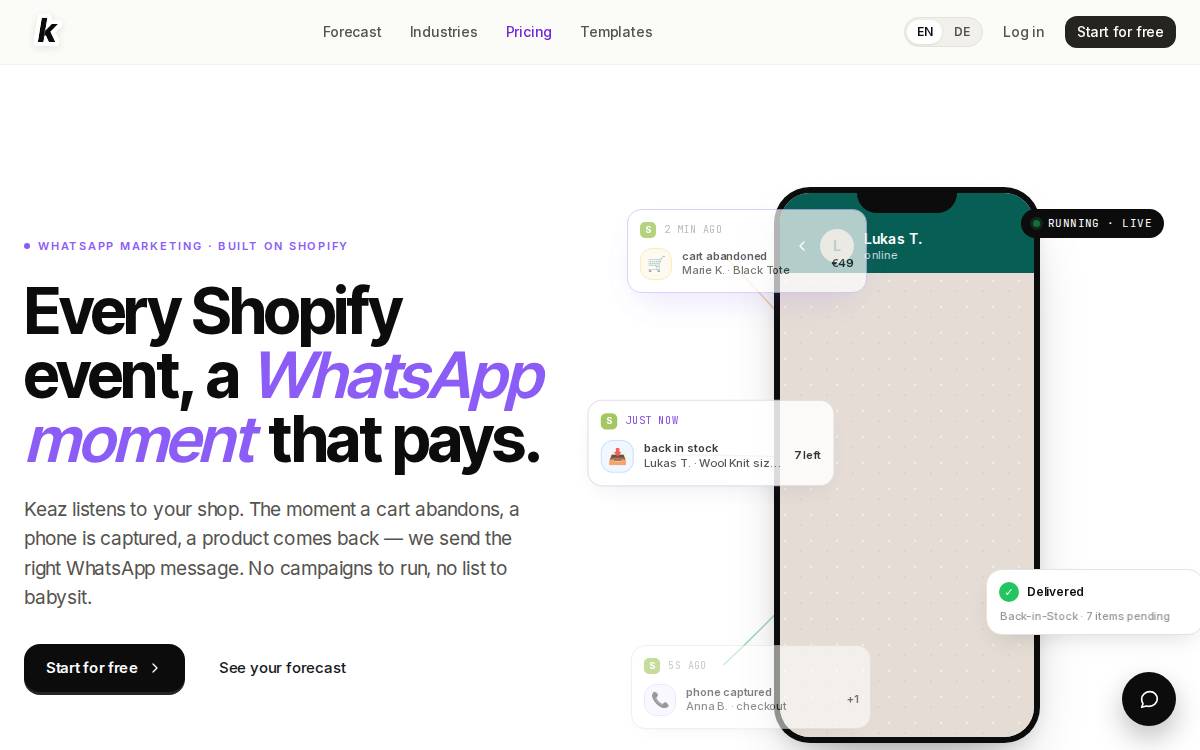 Keaz website preview