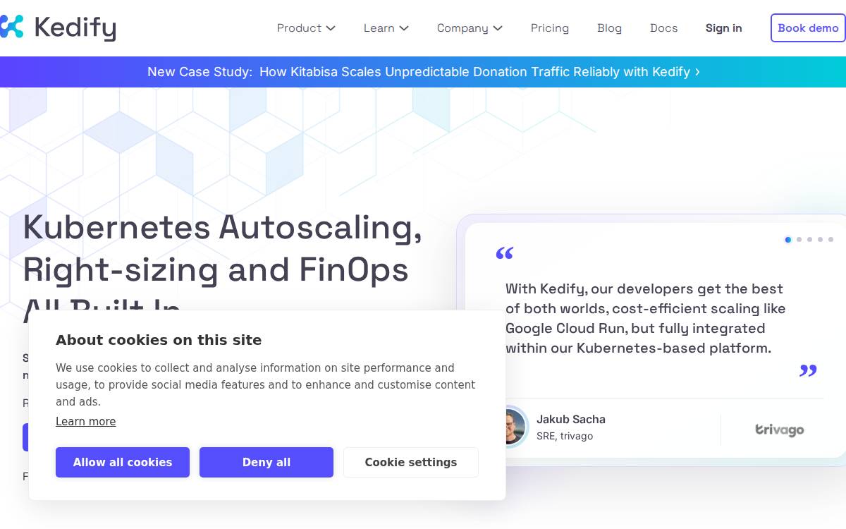 Kedify website preview