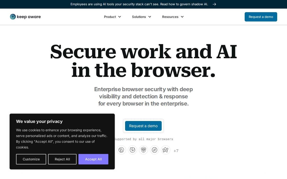 Keep Aware website preview