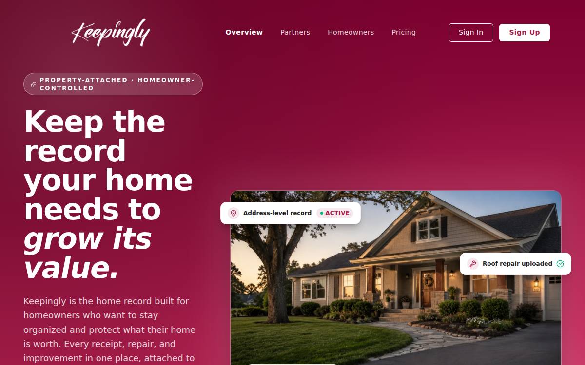 Keepingly website preview
