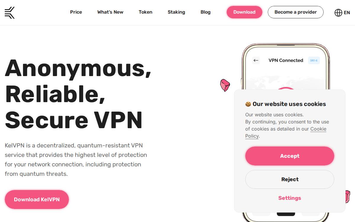 Kelvpn website preview