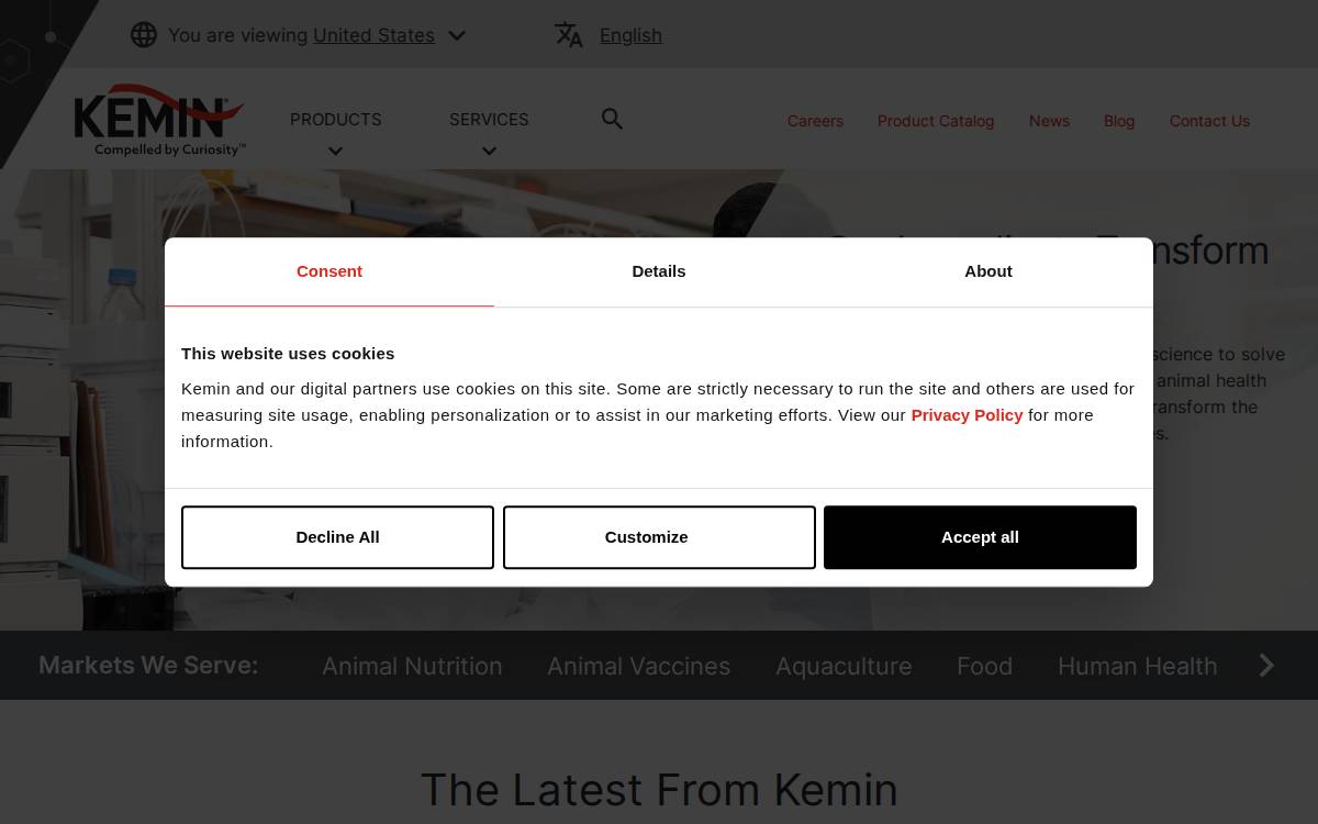 Kemin website preview