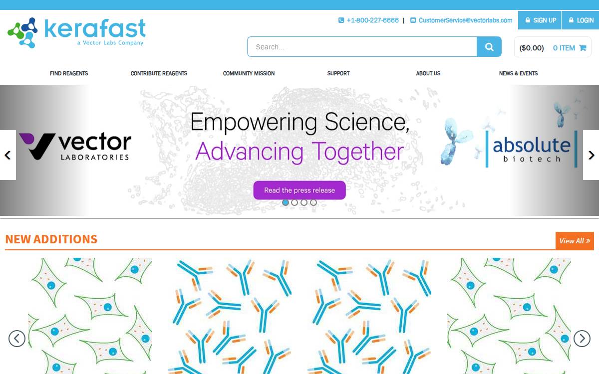 Kerafast website preview