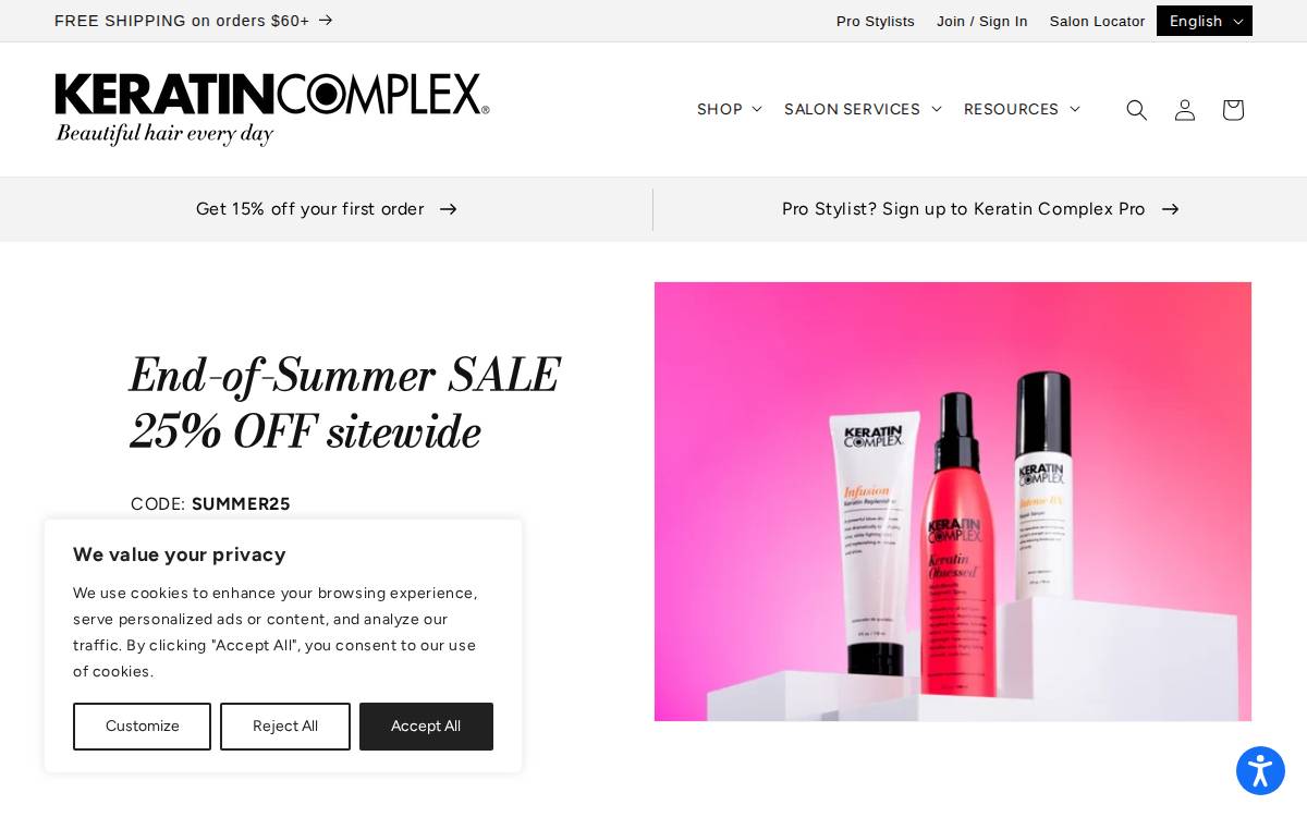 Keratincomplex website preview