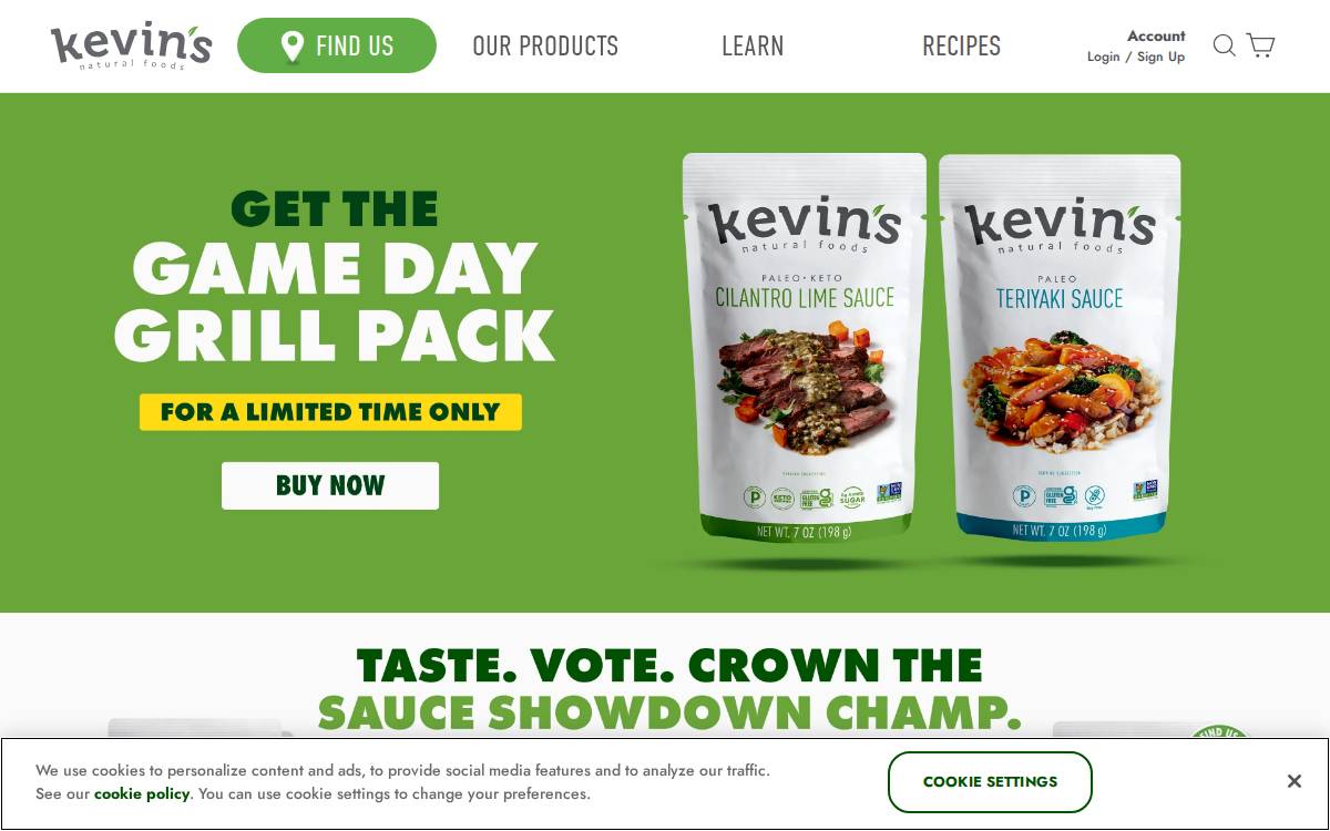 Kevins Natural Foods website preview