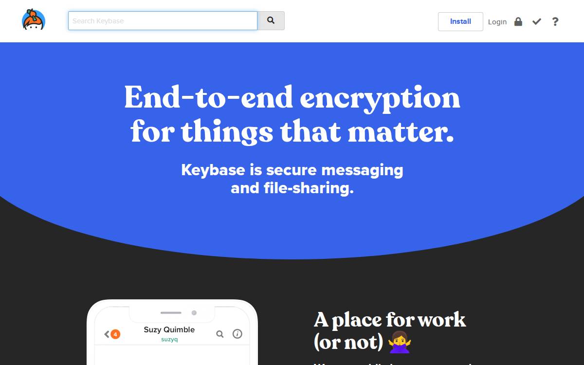 Keybase.io website preview