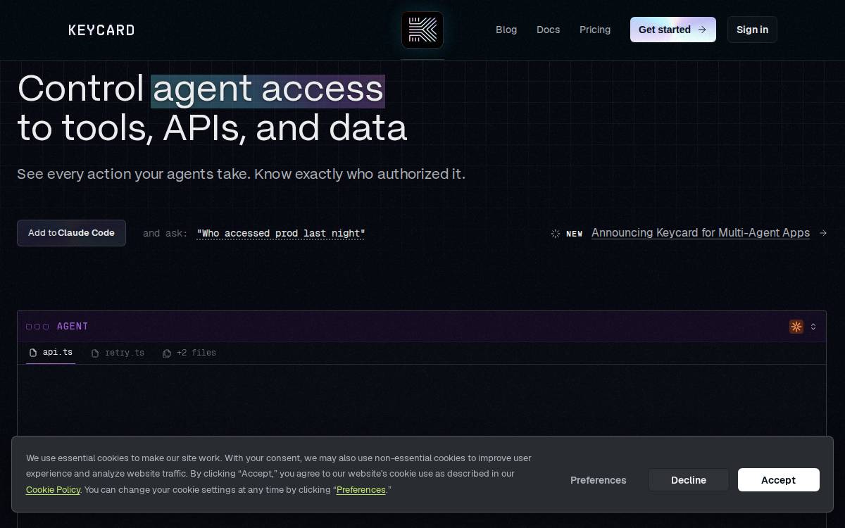 Keycard website preview