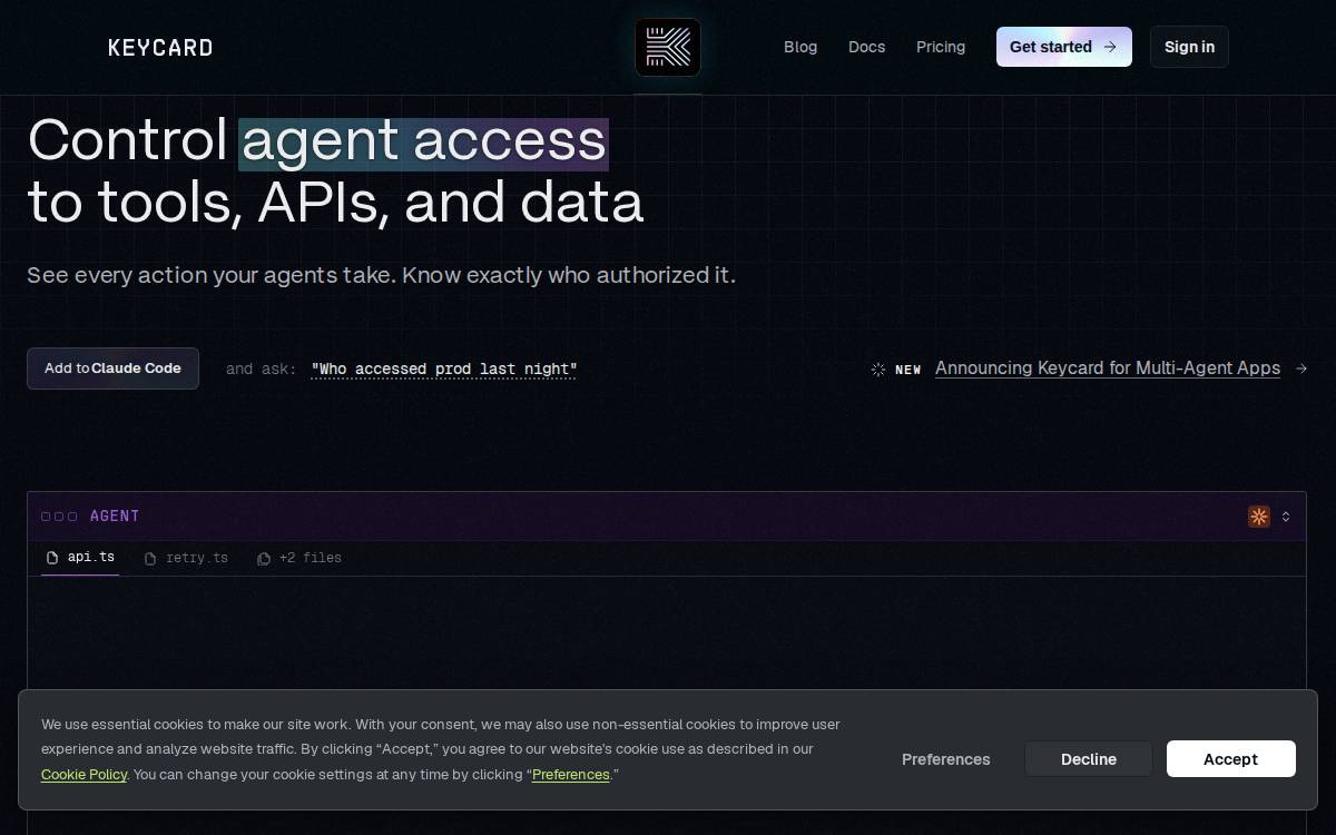 Keycard website preview