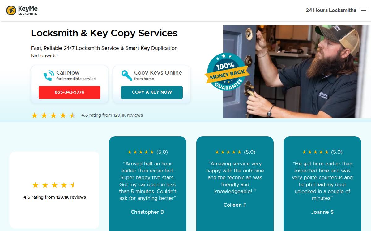 KeyMe website preview
