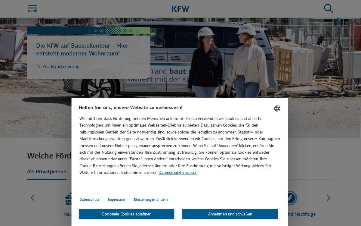 KfW Bankengruppe website preview
