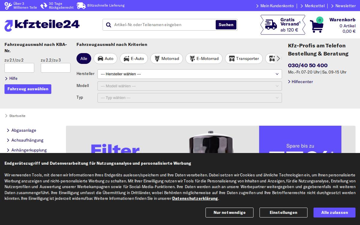 Kfzteile24 website preview