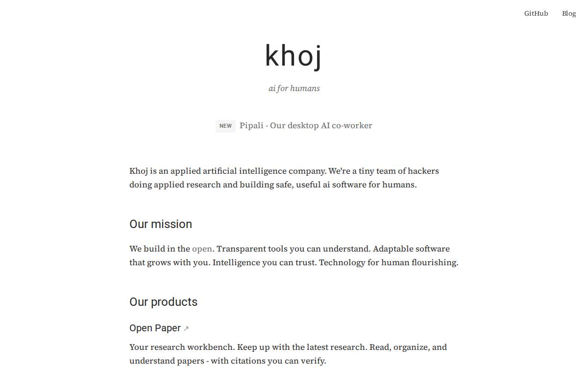 Khoj website preview