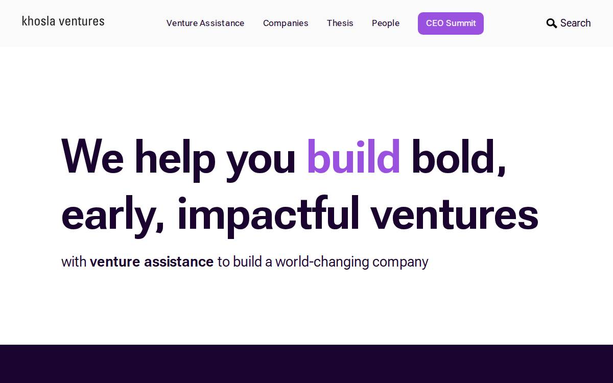 Khosla Ventures website preview