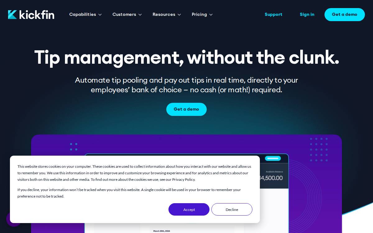 Kickfin website preview
