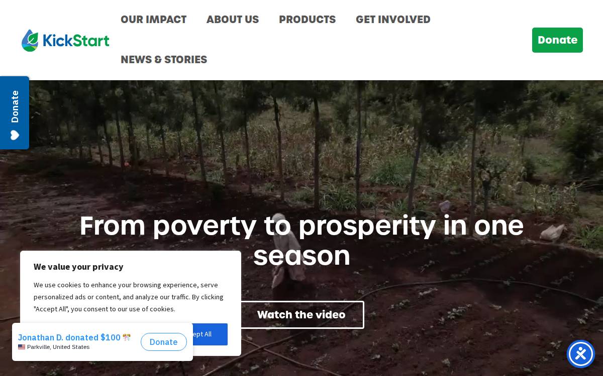 Kickstart website preview