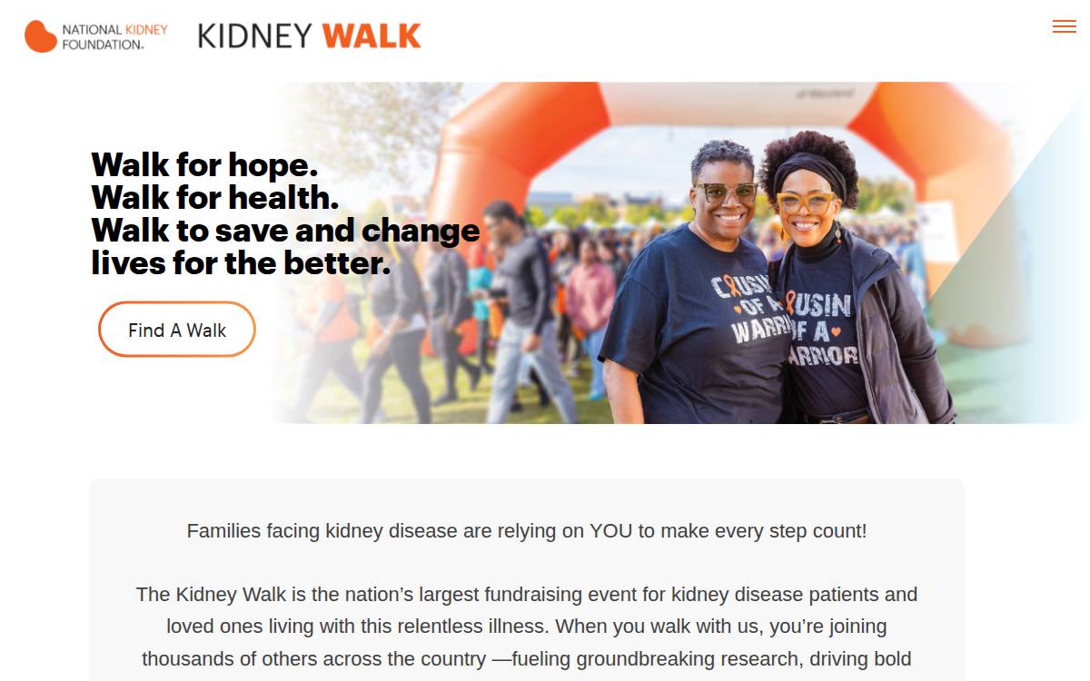 Kidney Walk website preview