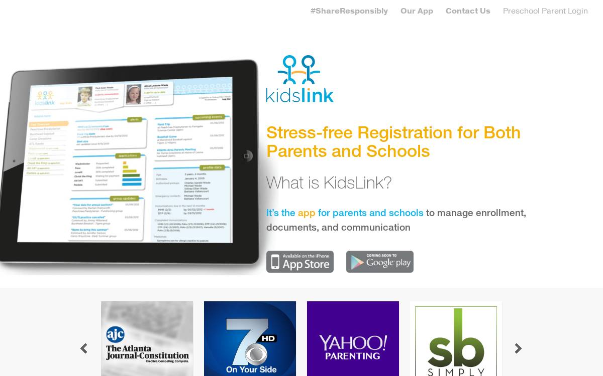 Kidslink website preview