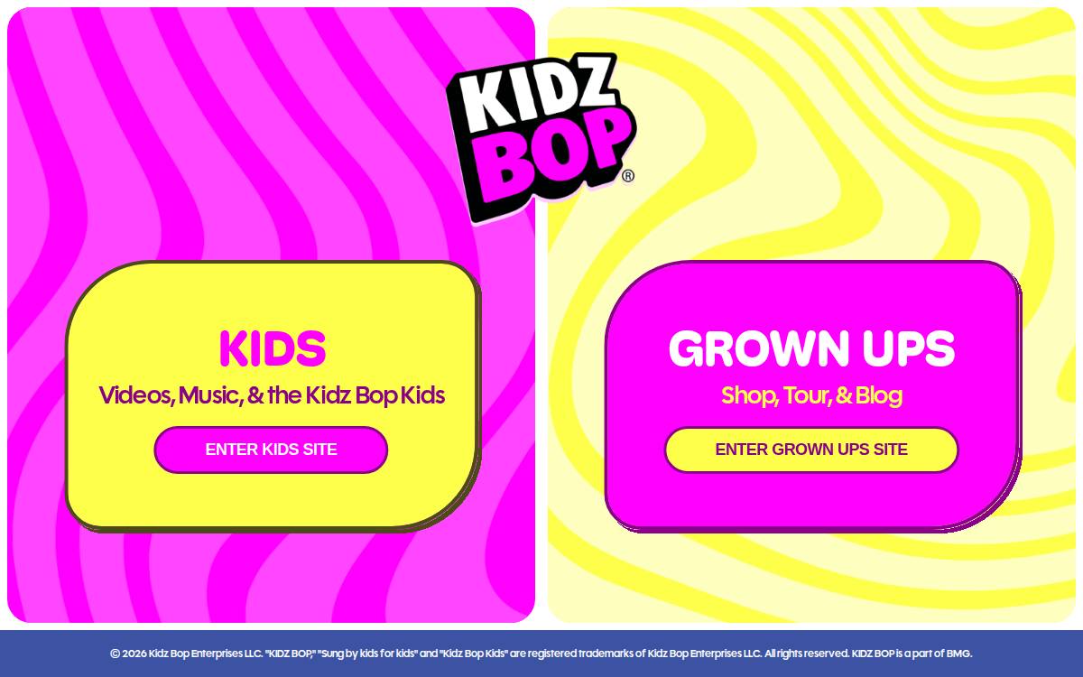 KIDZ BOP website preview