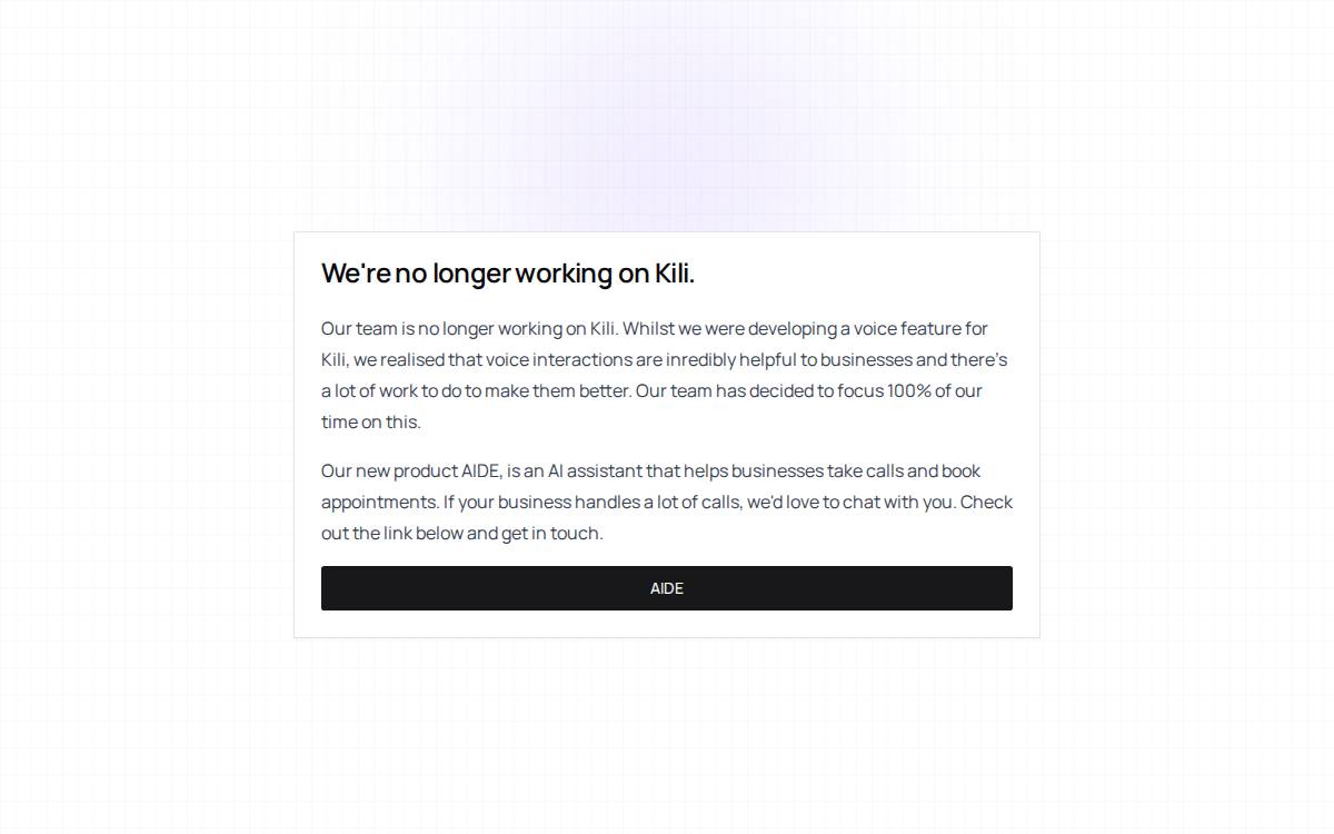 Kili website preview