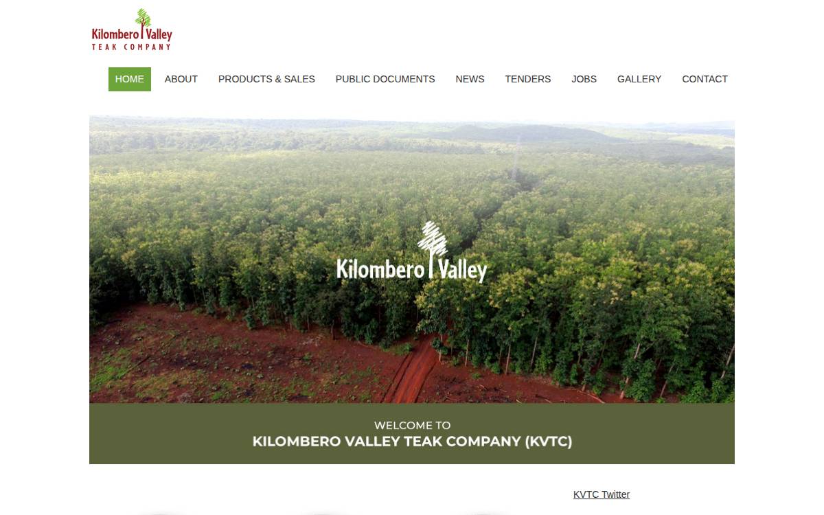 Kilombero Valley Teak Company Limited website preview