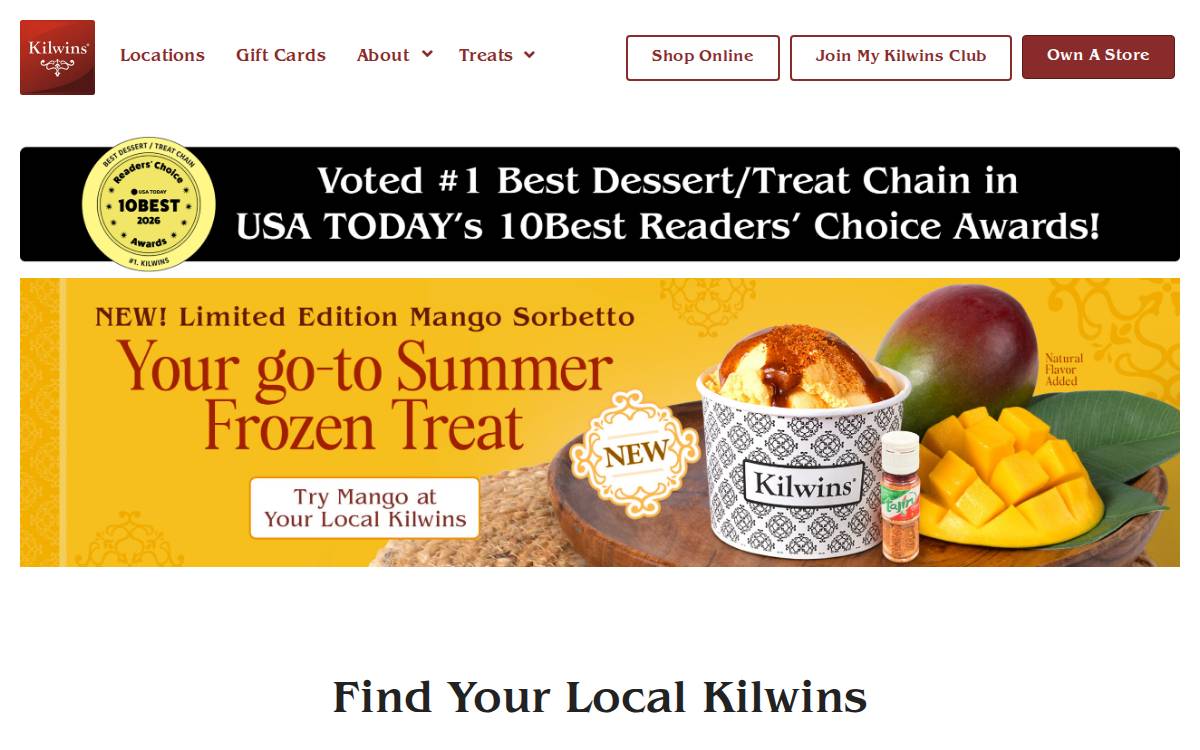 Kilwins website preview