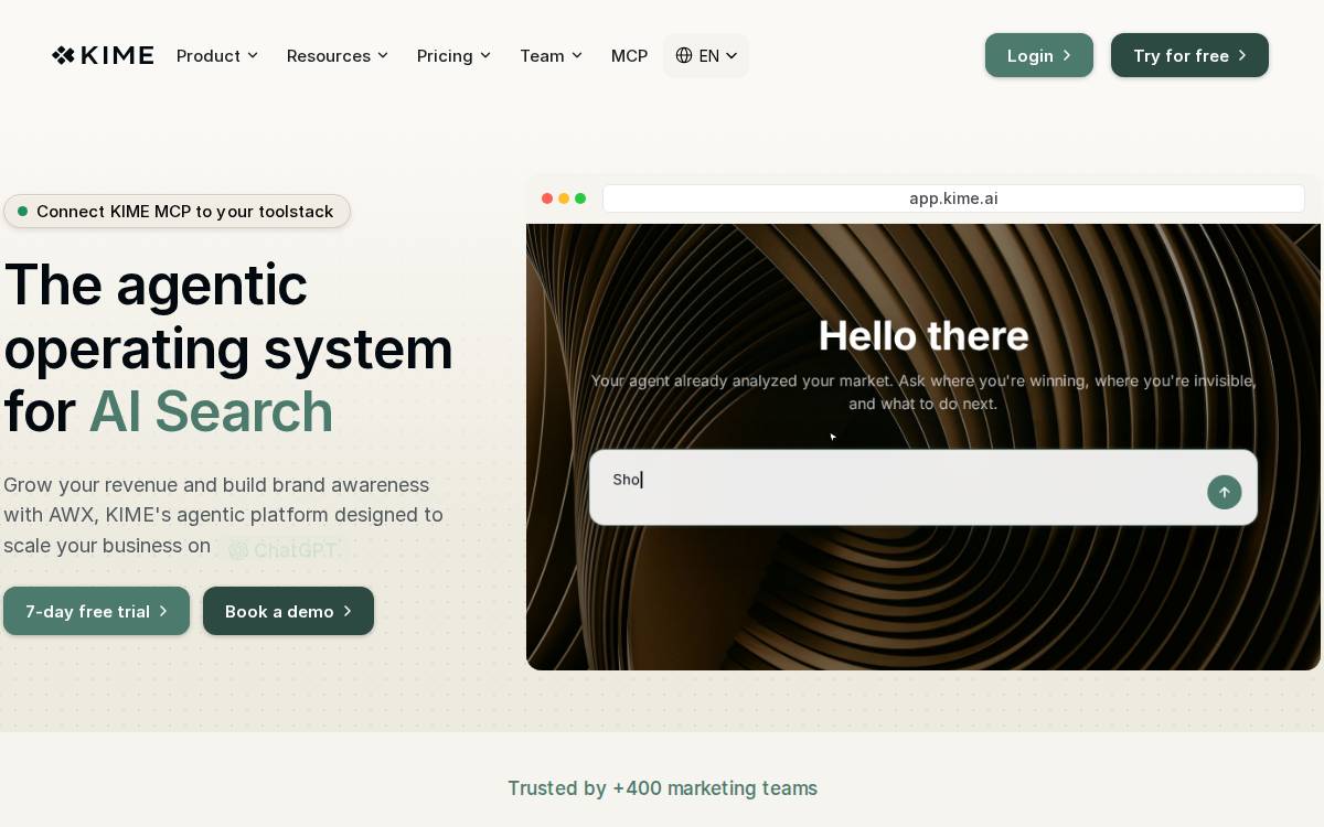 Kime website preview