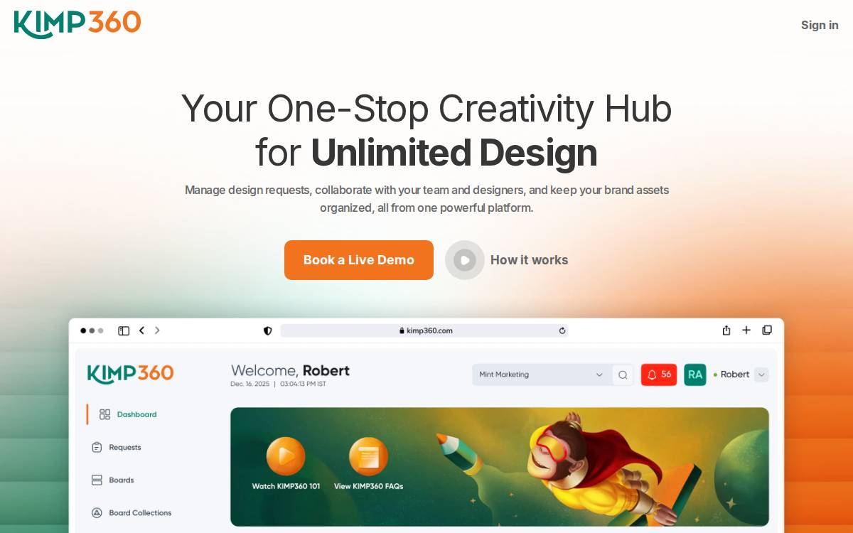 KIMP360 website preview