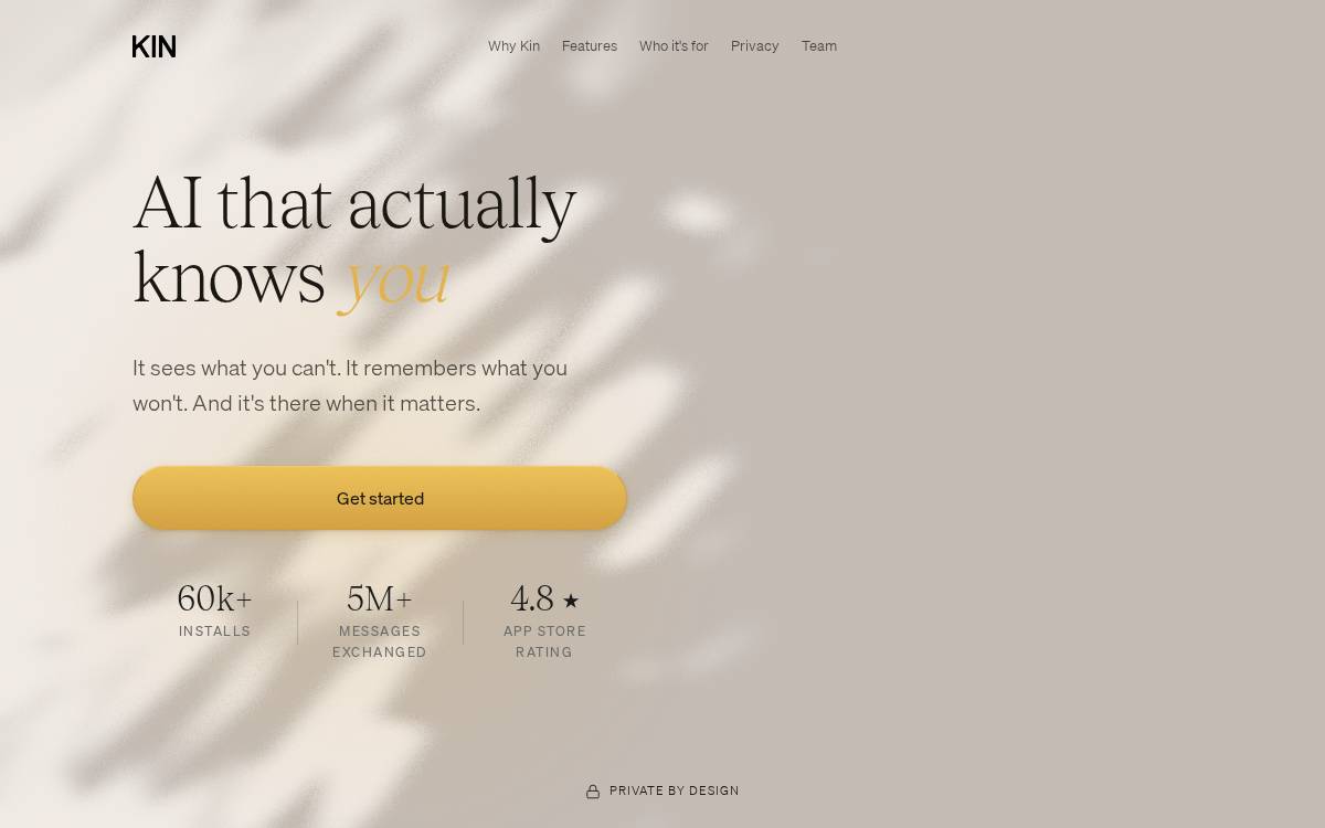 Kin website preview