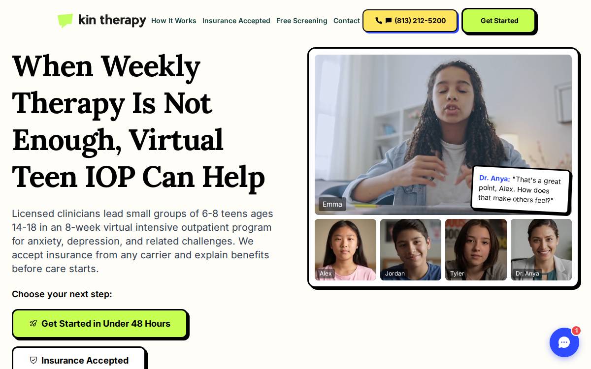 Kin Therapy website preview