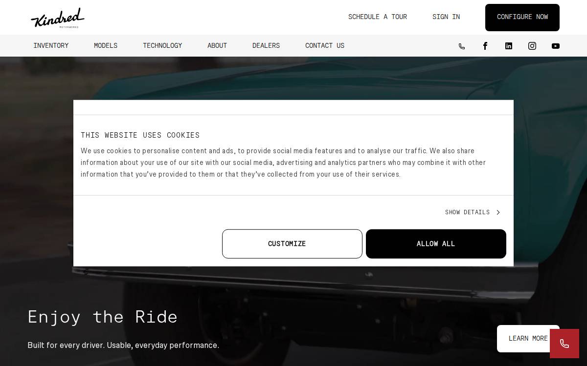 Kindred Motorworks website preview