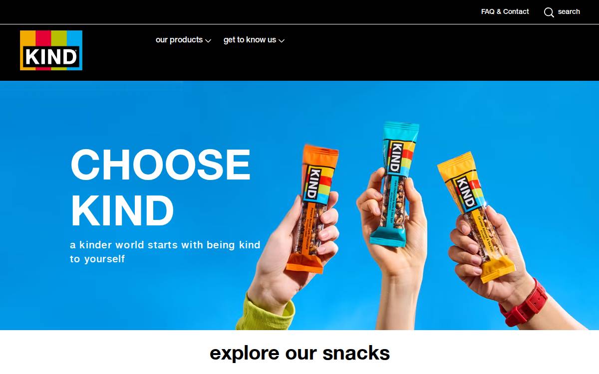 Kind Snacks website preview