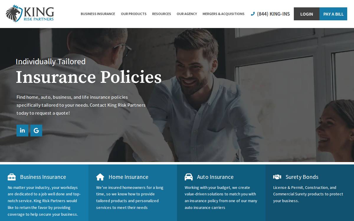 King Insurance website preview