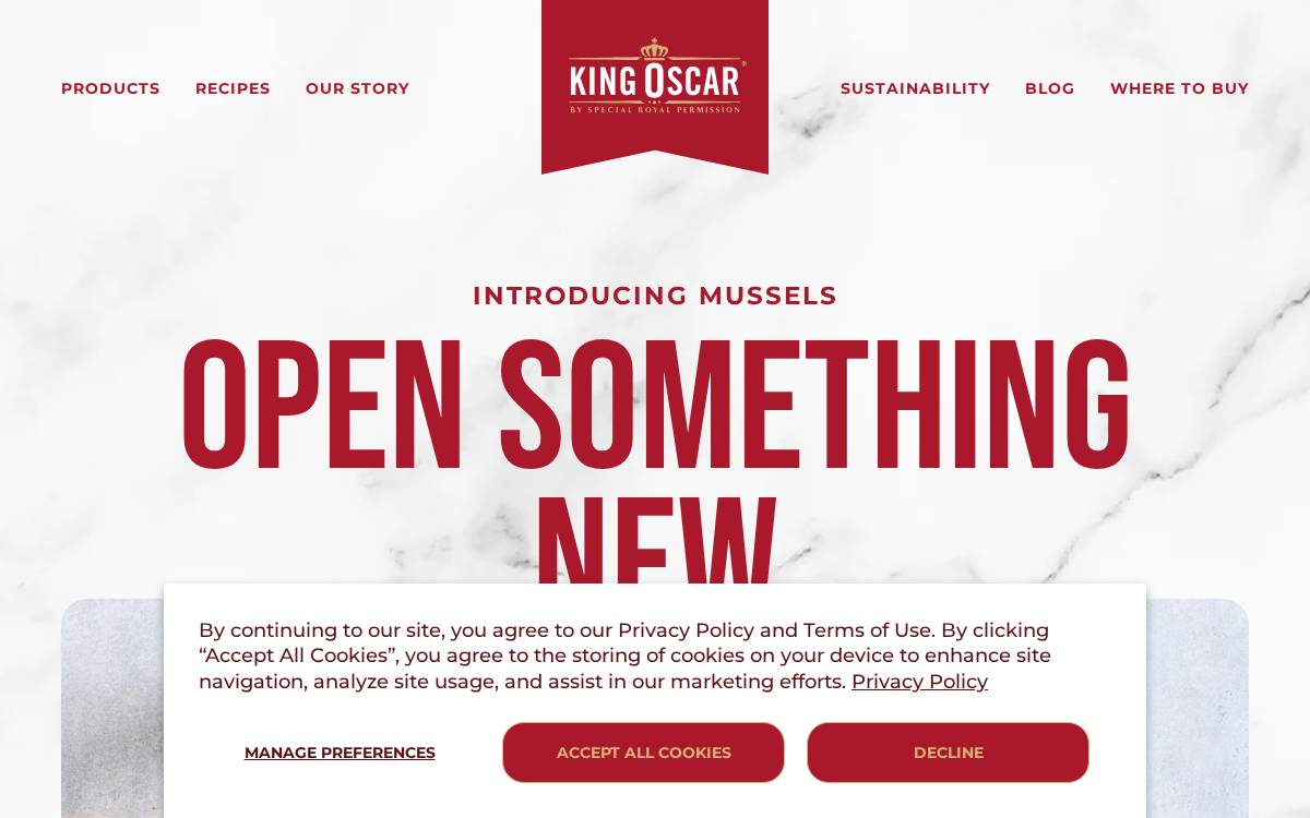 King Oscar website preview