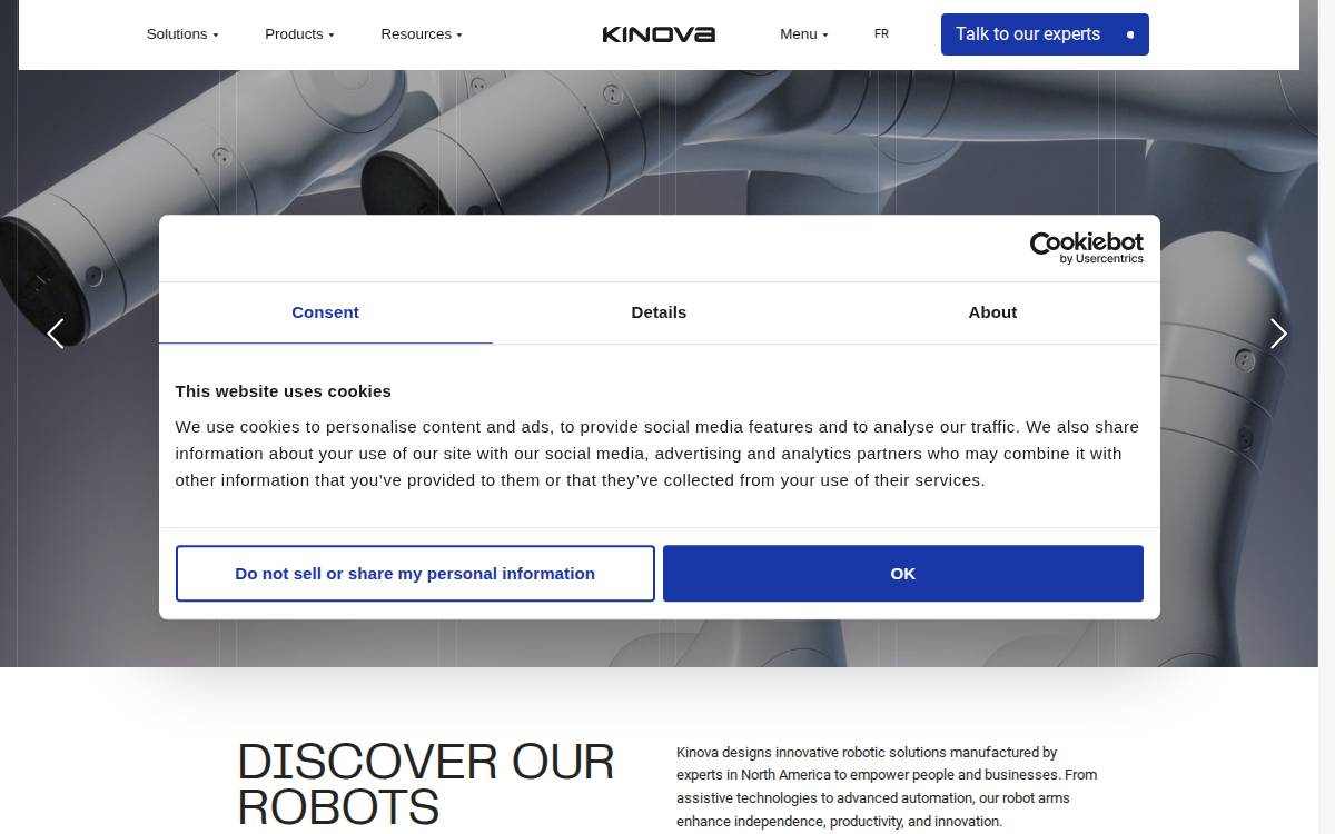 Kinova Inc website preview