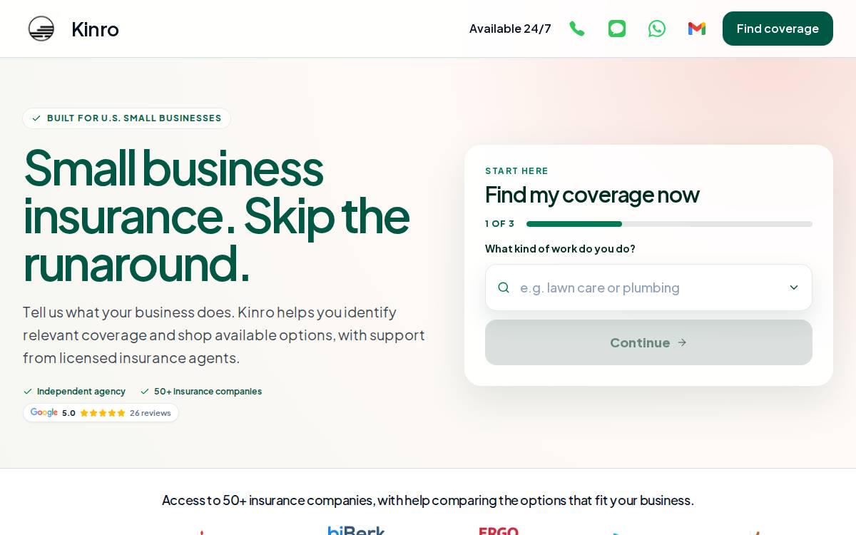 Kinro website preview