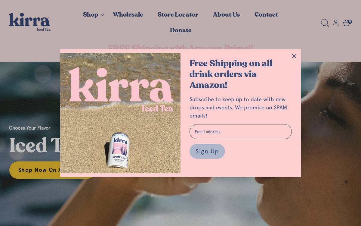 Kirra Iced Tea website preview