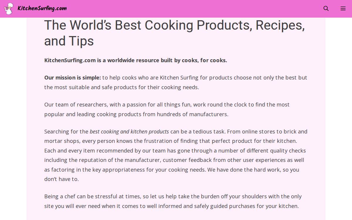 Kitchen Surfing website preview