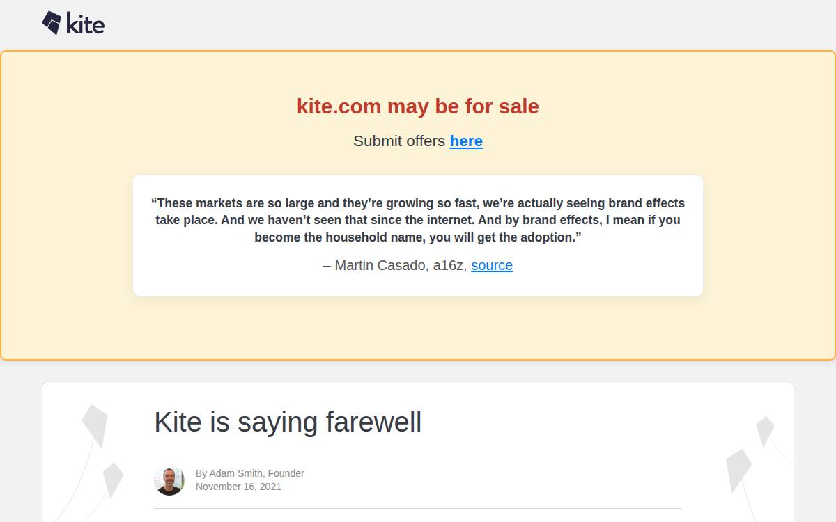 Kite website preview