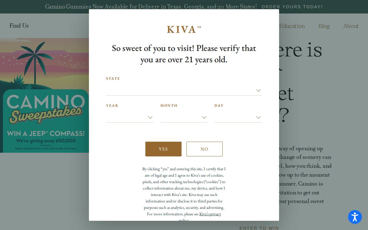Kiva Confections website preview