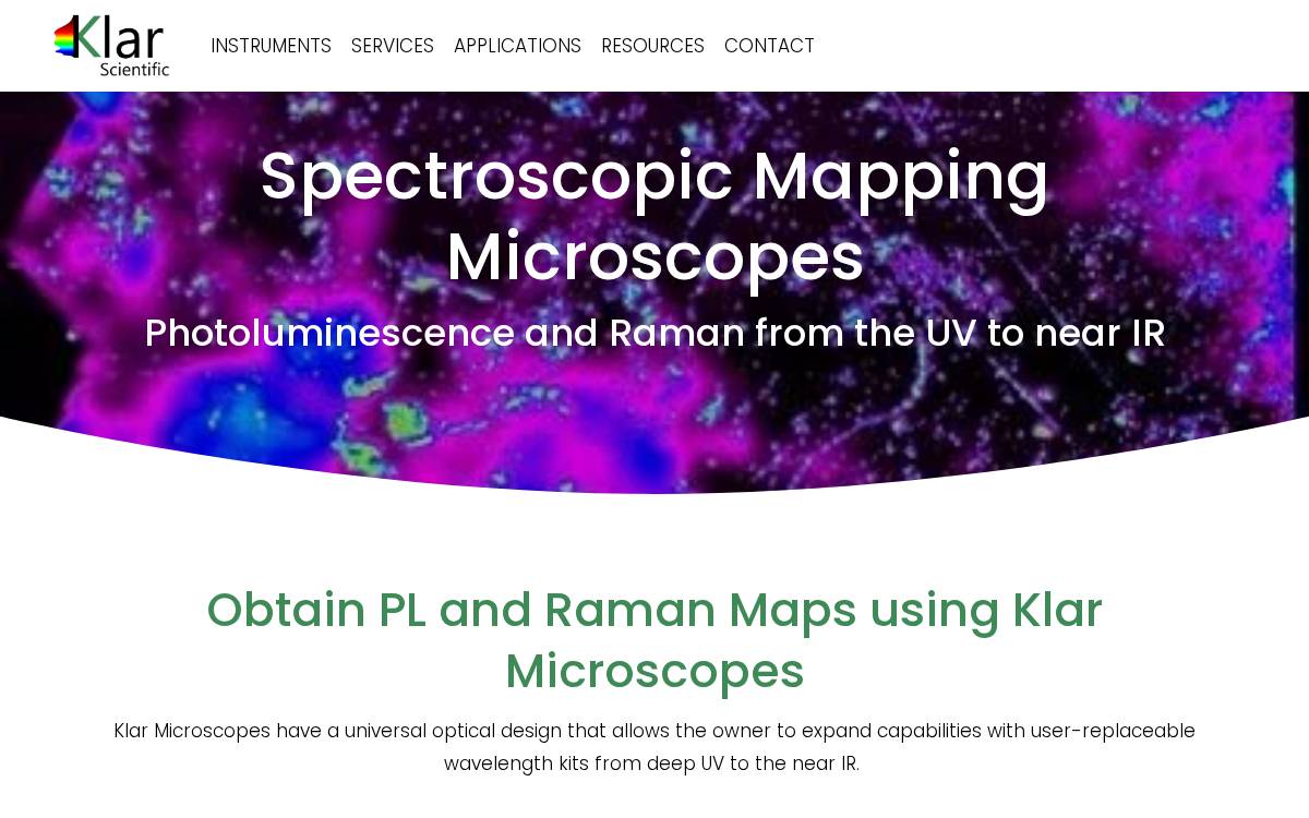 Klar Scientific website preview